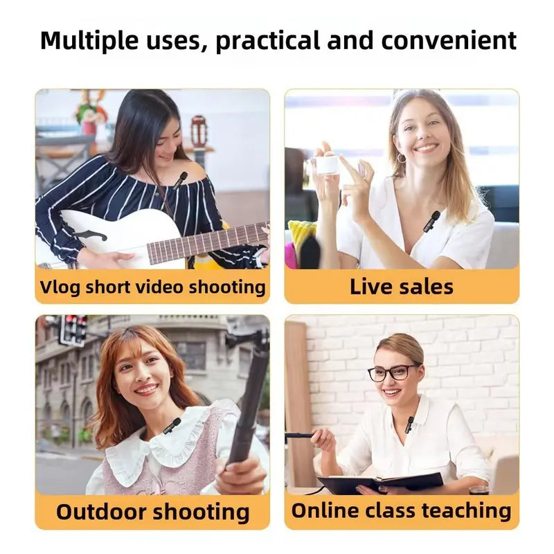 Wireless Lavalier Microphone Set - Rechargeable Lapel Audio Mic for iPhone, USB Type-C Smartphones, Camera Vlogging Equipment, Omnidirectional Condenser for Video Recording