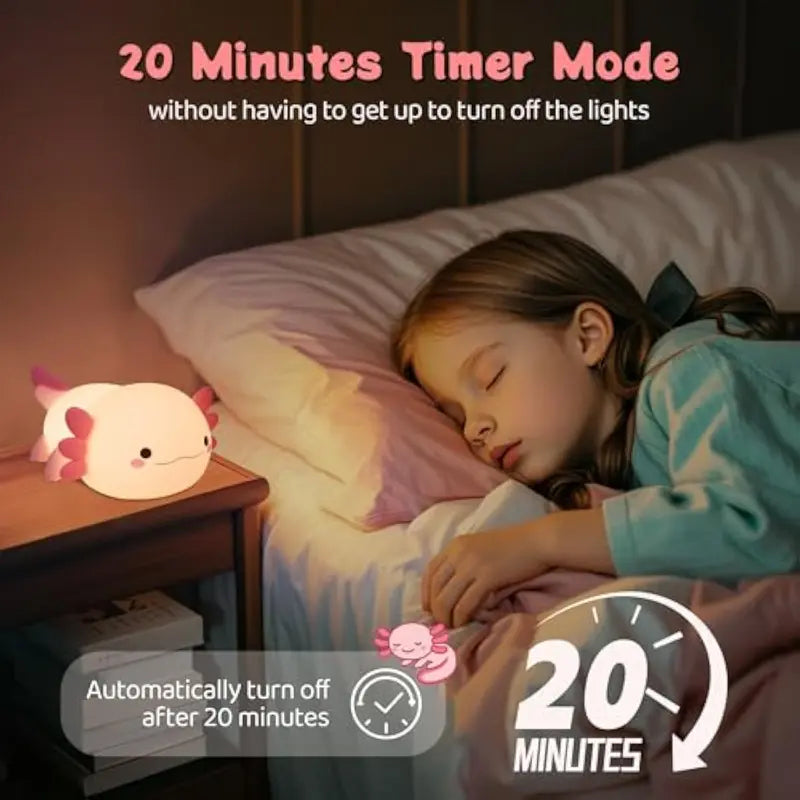 Axolotl Night Light, Gift for Adults Teens and Babies. Decorate Kids' Bedroom with Cute Silicone Axolotl Nightlights, Christmas Birthday Gift for Children and Toddlers
