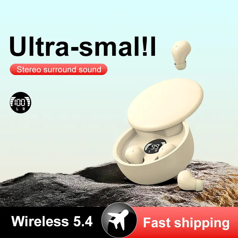 MSHUKCOE Mini Invisible Headphones Bluetooth 5.4 True Wireless In-Ear Earphones sport Audio Earbud audifonos bluetooth wireless headphones noise cancelling headphones gamingheadset
