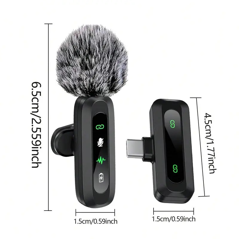 Wireless Microphone, Professional Lapel Mic for iPhone and Android, Wireless Microphone for Video Recording, Teaching, Interviews and Podcasts, Rechargeable Wireless Mic