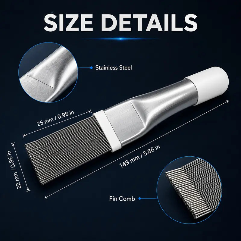 AC Fin Comb and Condenser Fin Straightener Cleaner, Durable Stainless Steel Evaporator Radiator Repair Tool, Adjustable Air Conditioner Fin Cleaning Brush for Home and Car AC Units [Sold 572 units]