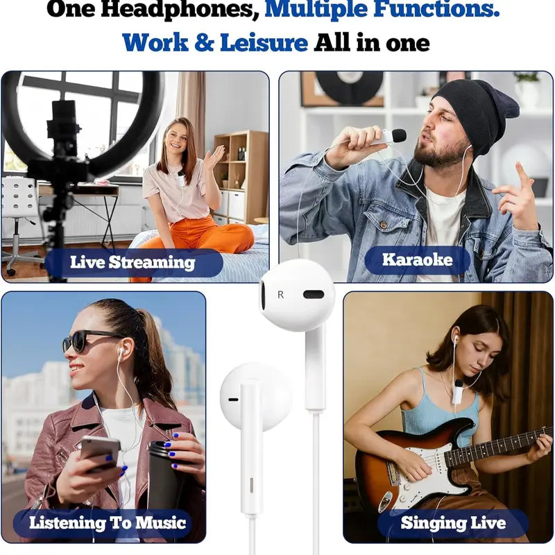 Sound Card Karaoke Headset with Real-Time in-Ear Monitoring & Microphone, 7 Sound Effects Voice Changer, Live Broadcasting Equipment, 2 Modes Live Streaming Sound Card & Wired Earbuds, USB, Smartphone, Audio, Electronic（sold:841）