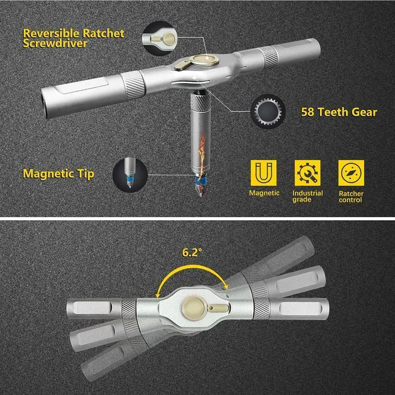 Ratchet Magnetic Screwdriver Set, S2 Steel Precision Screwdriver Set - Removable Self Assembly Screwdriver Kit for Furniture Assembly and Repair - Gift for DIYer [Sold 592 units]