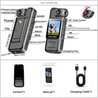 1080P High-Definition Fixed Unisex Portable Mini Body Cam - Tiny Clip-On LCD Digital Vlogging Camera Recorder with IR Night Vision, Loop Recording, Hands-Free Shooting, Screen Preview (SD Card Not Included, Outdoor Gadget)