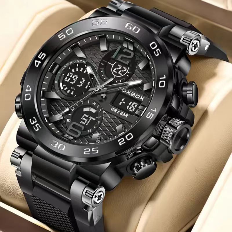 Men's Waterproof Digital Sports Watch with Luminous Dial Alarm Function, Wristwatch Gift with Box, Digital Analog Watch, Water Resistant Watch（1,000+ sold）