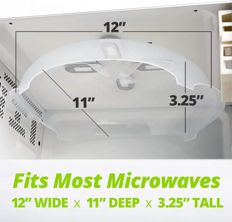 HOVER COVER Magnetic Splatter Cover, 12-Inch Clear BPA-Free Food Lid, Vented Plate Guard with Steam Vents, Anti-Splash Microwave Lid, Dishwasher Safe, Space-Saving Magnetic Storage