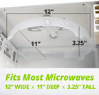HOVER COVER Magnetic Splatter Cover, 12-Inch Clear BPA-Free Food Lid, Vented Plate Guard with Steam Vents, Anti-Splash Microwave Lid, Dishwasher Safe, Space-Saving Magnetic Storage