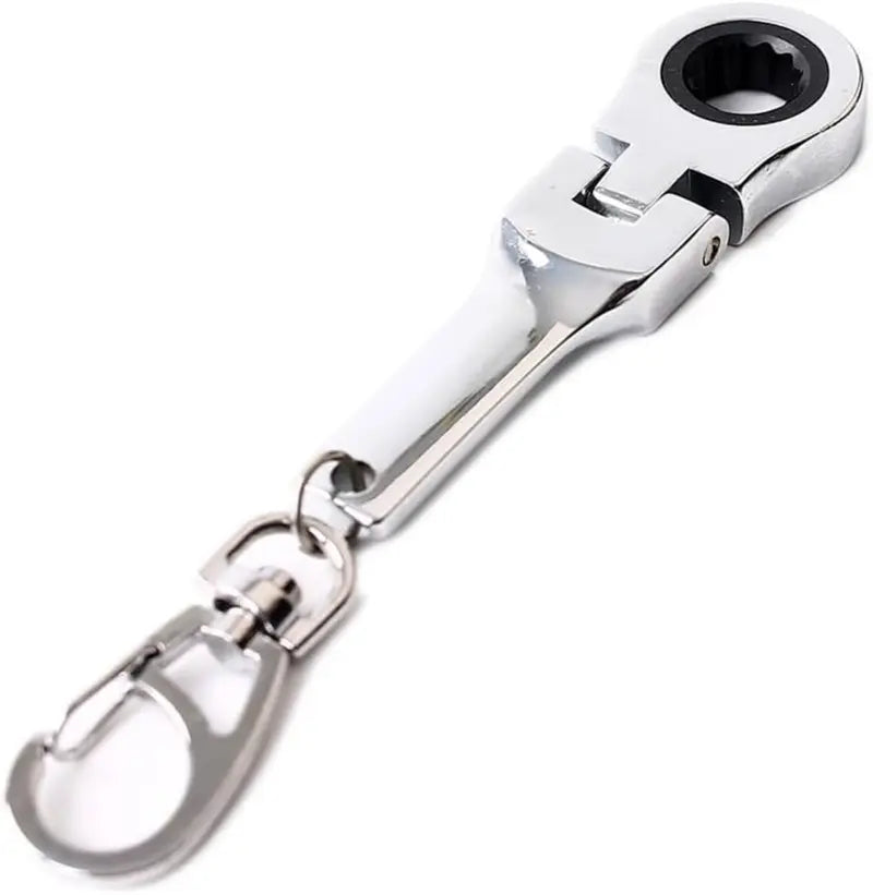 Fashion 10mm Socket Ratchet Wrench Keychain - Mini Metal Alloy 180° Flex Head Functional Spanner, Real Working Keychain, Miniature Tools Spanners & Wrenches, Tool Lovers Must Have (Neo Chrome Silver) Gift For 72-Tooth Mechanics（1,000+ sold）