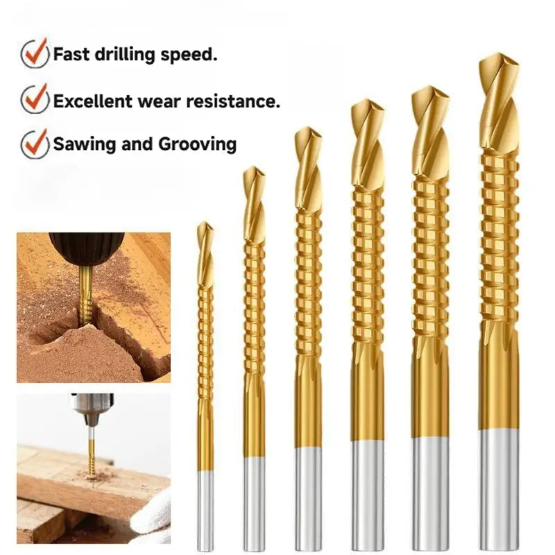 Ti-Coated HSS 6-Tool Metal Kit, Carve & Cut Set for Cutting/Drilling, Screwing, Boring, Durable Metalworking Plunge Tools   [Sold 734 units]
