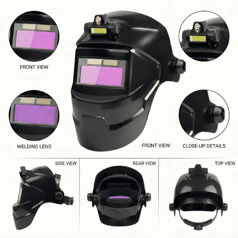 Solar Auto-Darkening Welding Helmet with LCD, Safety Welding Mask for Grinding (Tools & Hardware, Soldering Equipment Accessory)