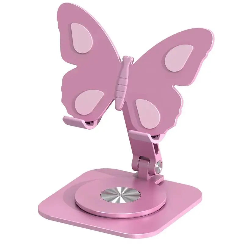 oytutus Multifunctional Aluminium Alloy Butterfly Mobile Phone Holder Stand - 360° Rotate, Compact, Folding, Adjustable Mount for Smartphones, Portable Tabletop Desk Gadgets Selfie Accessory（1,000+ sold）