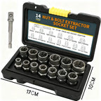 Bolt Extractor Tool Set, 13+1 Counts Impact & Nut Remover Stripped Lug Remover,Drive Rounded Bolt Remover for Removing Damaged,Universal Impact Bolt Extractor  [Sold 1000+ units]