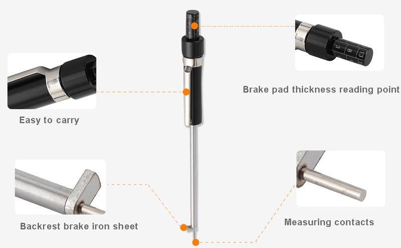 Stainless Steel Base Plate Type Car Brake Pad Thickness Gauge Tool - 1.5mm-11mm Scale, Racing Truck Vehicle Compatibility, ABS-Enabled Detection Pen, Tools and Gadgets for Auto Brake Shoe Testing  [Sold 1000+ units]