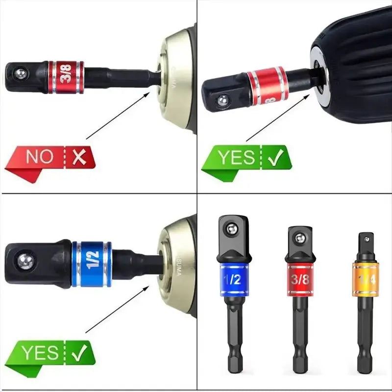 Impact Grade Electric Hand Tool, Screwdriver Socket Adapter Extension Set, Power Drill Sockets Adapter Set, Drill Attachment