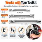 1/2 Inch 35cm Multifunctional Socket Wrench Set - 3 Bendable Shafts, Wrench Extender, Connecting Rod - Car Repair Tools for Car Repairs, Nuts/Pipes, Torque Range Use, Father's Day Gifts（1,000+ sold）
