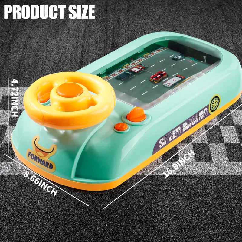 Kids Steering Wheel Racing Toy, Interactive Driving Simulator Game with Music and Lights, Electric Racing Adventure Toy for Toddlers Boys Girls