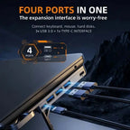 Grey Laptop Stand with Foldable USB Hub, Adjustable Ergonomic Desk Riser, Multi-Port Expansion for MacBook, PC, Tablets & Travel Use,Father's Day Gift
