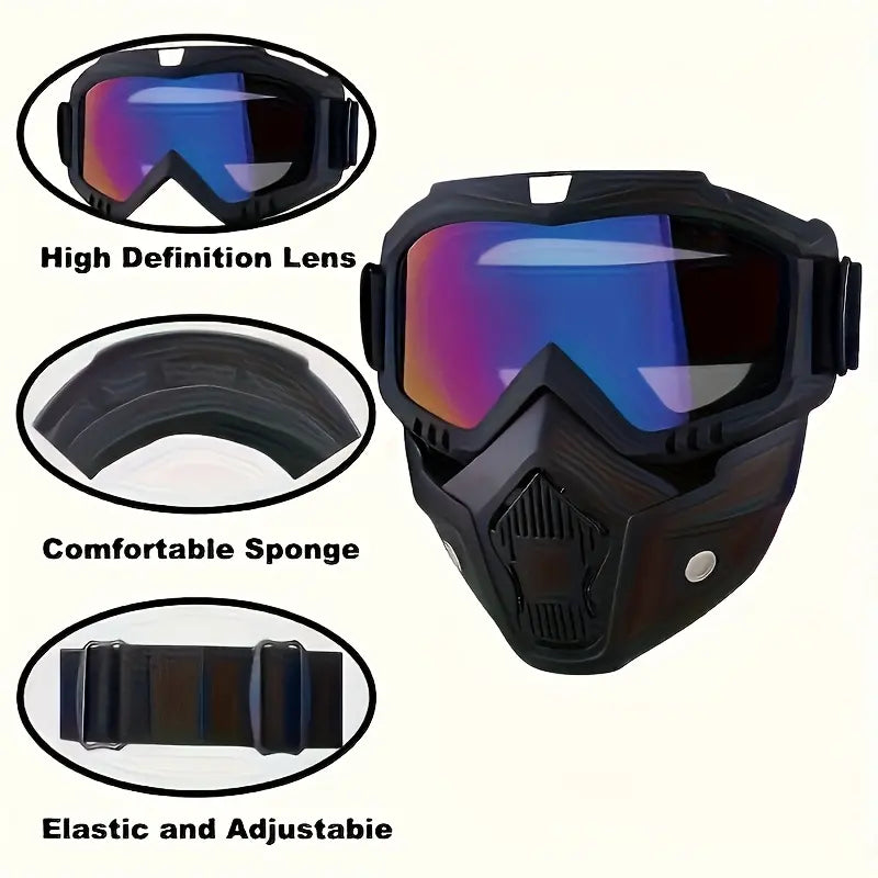 A Full-face Goggle with Anti-fog High-definition Lenses, a Detachable and Adjustable Ski Mask, and a Comfortable Handyman mask Sponge Pad - Made of Plastic Yard Work