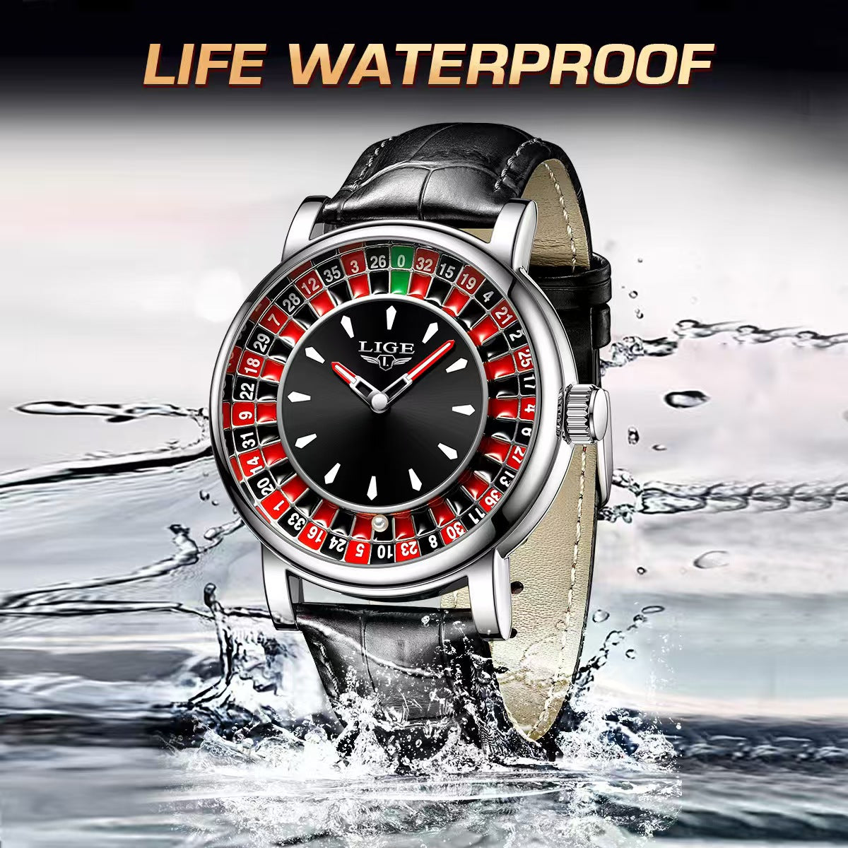 Men's Fashion Round Russian Roulette 12 Zodiac Theme Interactive Quartz Watch, Analog Display, Waterproof Design for Parties and Daily Wear （1,000+ sold）