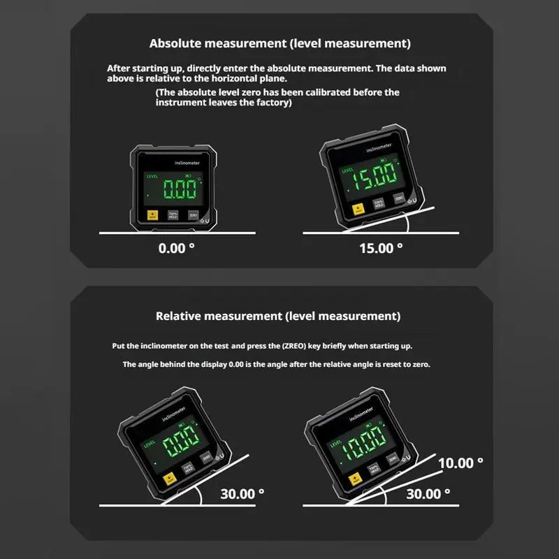 Radiaint Portable Magnetic Digital Angle Finder, 360° Magnetic Attachment Hardware Tool with Dual Laser Guide, Rechargeable Angle Gauge for Woodworking, Construction