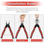 5-in-1 Multifunctional Interchangeable Pliers Set Wire Stripper Cable Crimping Pliers Lineman Pliers Cable Cutter Electrician Scissors Hand Tools Heavy Duty Hardware Industrial Portable