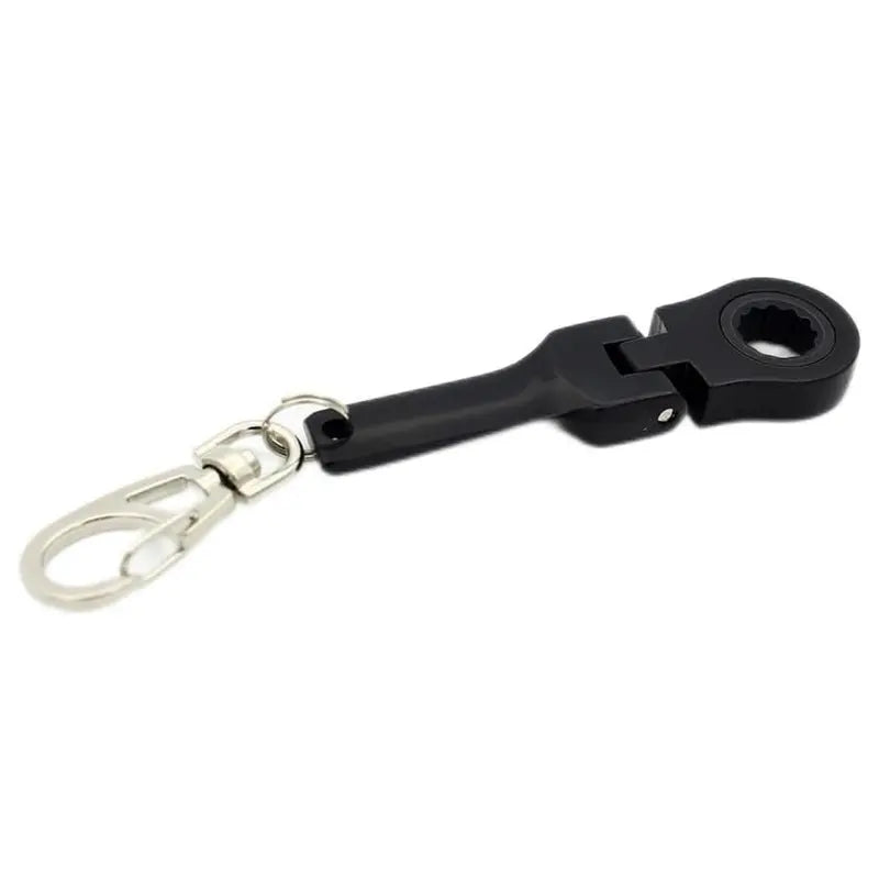 Fashion 10mm Socket Ratchet Wrench Keychain - Mini Metal Alloy 180° Flex Head Functional Spanner, Real Working Keychain, Miniature Tools Spanners & Wrenches, Tool Lovers Must Have (Neo Chrome Black) Gift For 72-Tooth Mechanics（1,000+ sold）