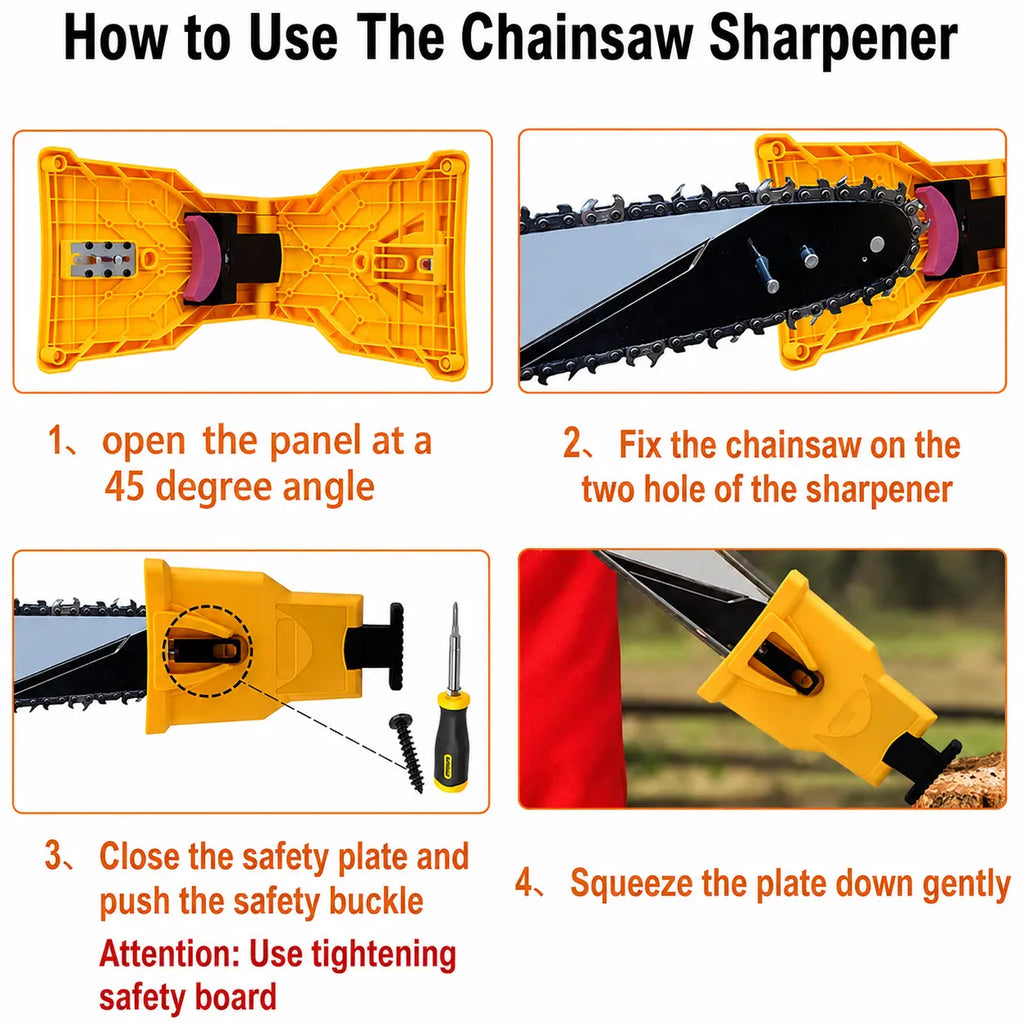 Portable Teeth Chainsaw Sharpener, Proprietary Bar-Mount Chain Saw Fast Sharpening Tool, Fit for 14/16/18/20 Inches 2-Hole Chain Saw Bar, toolupgrade [Sold 347 units]