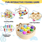 Wooden Magnetic Fish & Frogs Fishing Game for Toddlers 1-3, Montessori Sensory Activity Board, Fine Motor Skills Playful Board Games, Screen-Free Kids Toys, Mother's Day Gift Ideas for Kids   [Sold 802 units]
