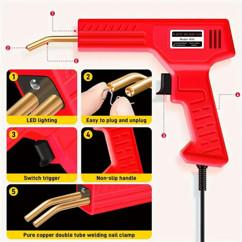 New Plastic Welder Rapid Fever Welding Repair Kit with Welding Nails + Pliers Plastic Welding Gun Used to Repair Most Plastic Cracks Repair Kit Overheating Protection