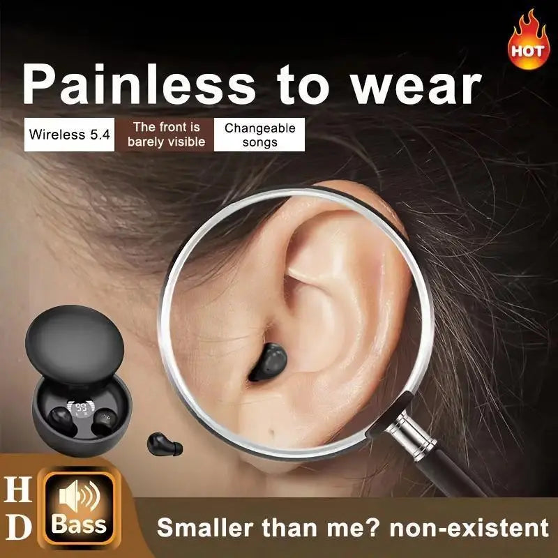 Mini Invisible Bluetooth 5.4 Earbuds Wireless Audio Stereo Headphones, HD Sound Noise Cancelling In-Ear Headset with Mic, for Gamer Stuff & Workout, Gaming Earbuds  [Sold 1000+ units]