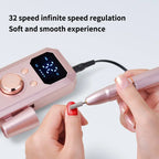 Wireless Electric Nail Drill File, Professional Manicure Tool, Multiple Grinding Heads, LED Display, 32 Speed Settings, Portable Gift