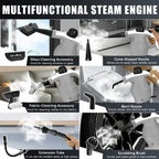 Pressurized Handheld Steam Cleaner, 1 Count Multi-purpose Steamer for Home Use with 9 Attachments To Remove Tough Stains on Car, Upholstery, Grout, Stovetop Handheld Steam Cleaning, Cleaning Tools