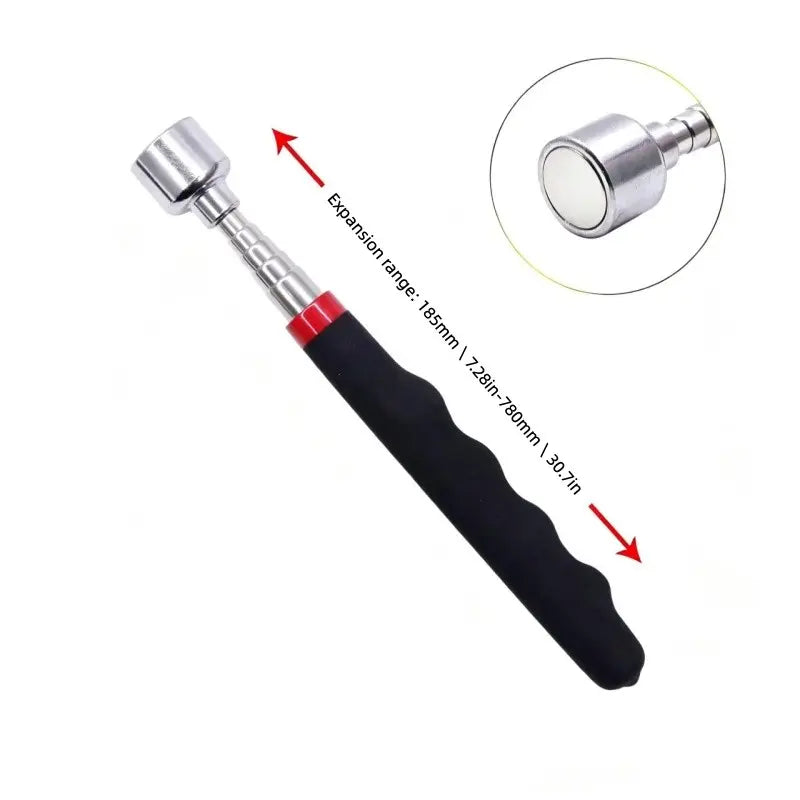 Silver Color Magnetic Pickup Tool, Pocket Clip, Strong Magnetism, Ideal for Automotive and Construction, No Battery Required