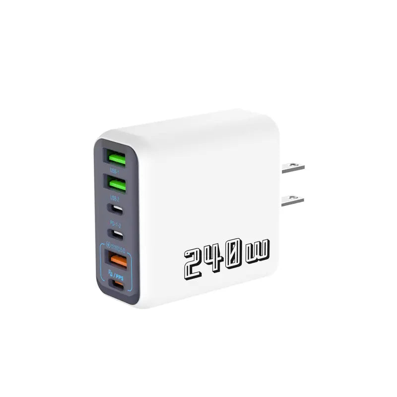 6-Port USB-C PD Charger 240W, Quick Charge 3.0, Type C USB Phone Charger, Super Fast Charging Adapter for iPhone, Samsung & Xiaomi