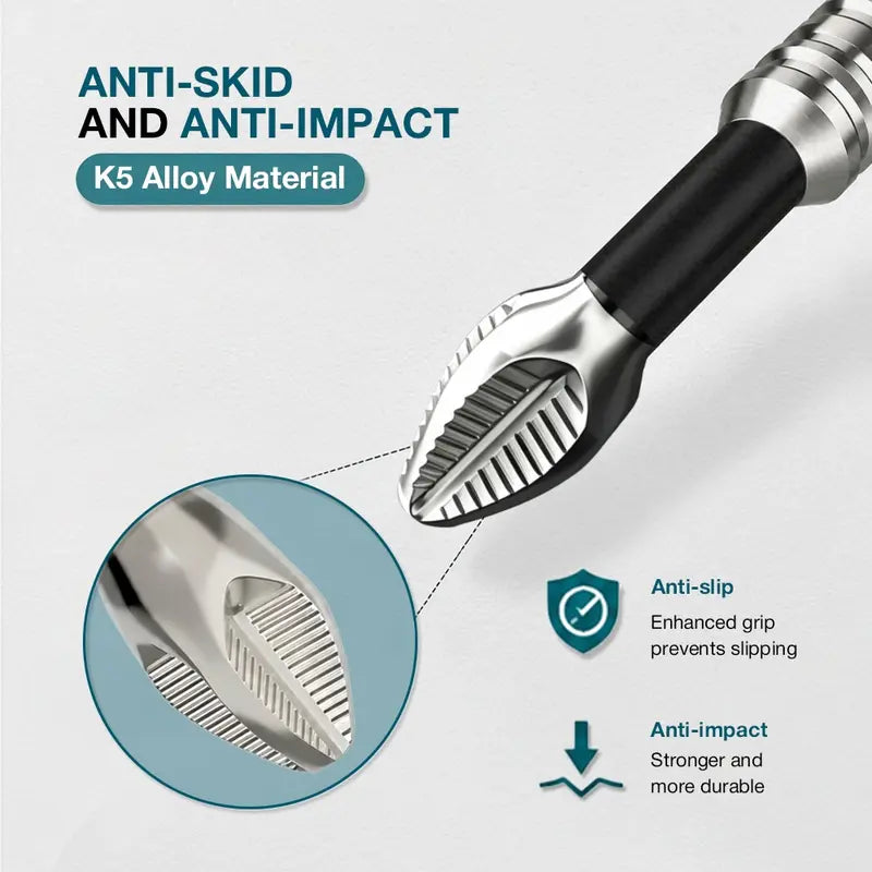 K5 anti-slip screwdriver bits, K5 impact-resistant anti-slip screwdriver bits, strong magnetic screwdriver bit set; suitable for home repairs and DIY; power screwdriver bit set; power tool accessories.