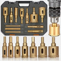 12pcs Diamond Drill Bit Set for Glass, Marble & Stone - 6-35mm Hole Saw Kit with Hand Tools, Granite, Tile, Ceramic#fathersdaygift