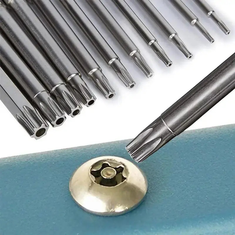 Magnetic Torx Head Screwdriver Bit Set, S2 Steel Long Drill Bits with 1/4 Inch Hex Shank and Security Torx Bits, Replaceable Screwdriver Bits, Metal Bits（1,000+ sold）