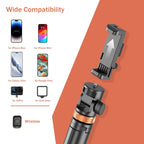 Smartphone Selfie Stick with Wireless Remote, Upgraded Stable Cellphone Tripod Stand, Tech Accessories for iPhone 17/16/15/14/13 & Mobile Devices, Cool Gadgets for Travel Tripod Standing Photo