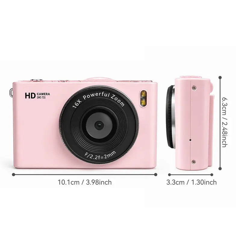 Portable Digital Camera, Compact 180° Flip Screen, Beautiful Images, Camera for Pictures, SD Card, Elegant Camera Bag, Ideal for Vlogging and Photography, Valentine's Gift（1,000+ sold）