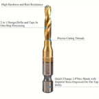 Metric Titanium Plated  Tap Bit Set (M3-M10, 6-Count) - M2 Power Tool Accessory for 1-Step Drilling, Tapping, Deburring on Aluminum, Iron, Soft Metal  [Sold 1000+ units]