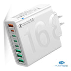 8 in 1 Waterproof Ports USB Fast Charger, Multi-Port Charging Station for Multiple Devices - High-Speed Hub w/Outlet Plug, Portable Wall Adapter for Travel/Home/Office