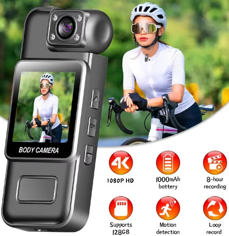 1080P High-Definition Fixed Unisex Portable Mini Body Cam - Tiny Clip-On LCD Digital Vlogging Camera Recorder with IR Night Vision, Loop Recording, Hands-Free Shooting, Screen Preview (SD Card Not Included, Outdoor Gadget)