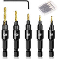 5PCS Countersink Drill Bit Set, Professional Brocas para Madera - Adjustable Wooden Drill Bit Set, Used for Wood Countersink Drill Bit with Depth Stop  [Sold 510 units]