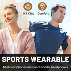 MSHUKCOE Wireless Bluetooth Headphones，Tiny Size Invisible Earbuds，Waterproof Headsets，With Mic，Sleep and Sports Earphones Set, 2 Pairs, Mini and Short Handle Design，for Work Sport Sleeping summerwins