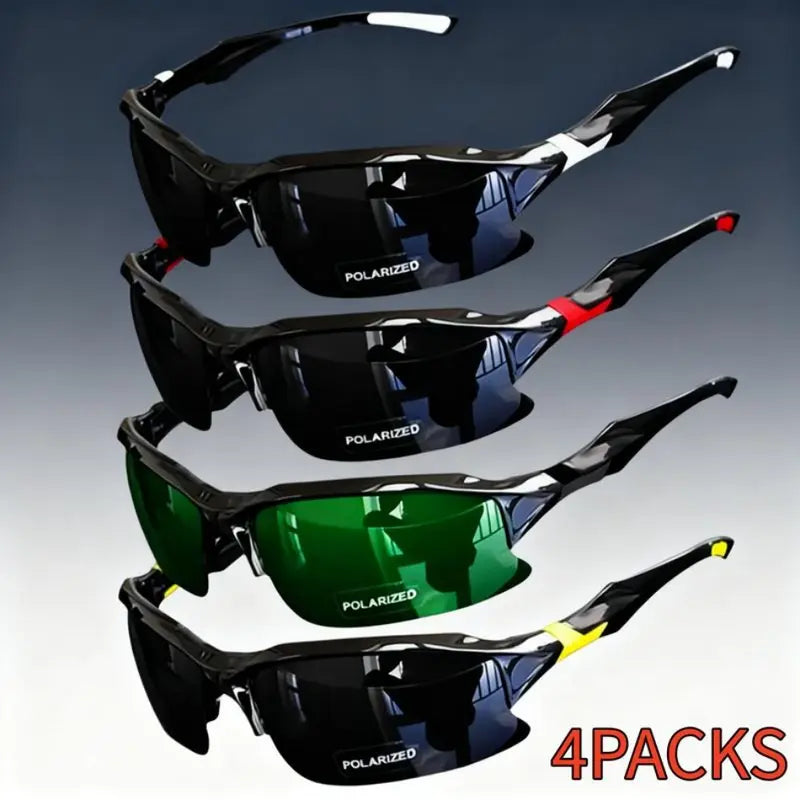 2026 New Unisex 4-Pack Polarized Windproof Sports Outdoor Sunglasses, Outdoor Sports Eyewear, Accessories for Car, Sunglasses for Women, Ideal for Baseball, Running