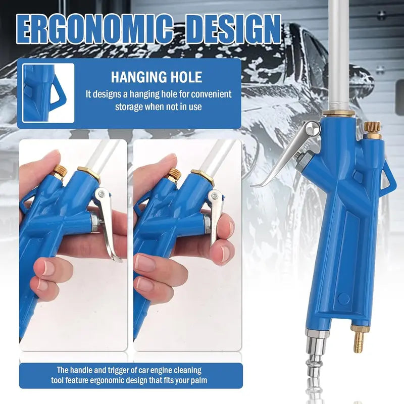 Heavy-Duty Industrial Pneumatic Air Blow Gun, Metal Mechanic Tool for Narrow Spaces, Engine Compartment & Mechanical Interior Cleaning Degreaser Sprayer