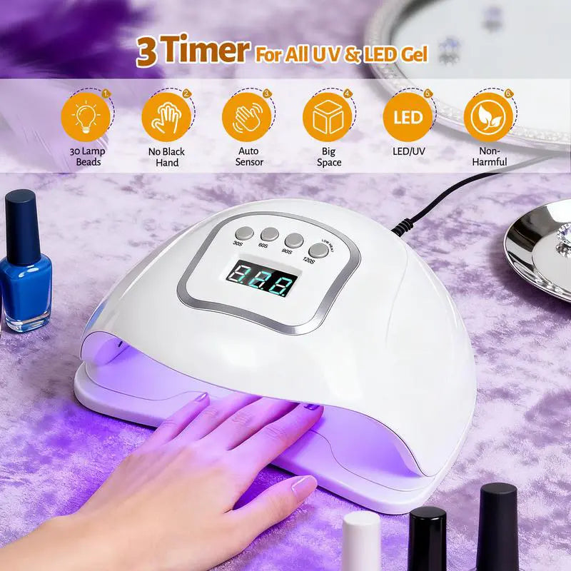 150W UV LED Nail Lamp Dryer, Professional Gel Polish Curing Light with Automatic Sensor & 4 Timers, Nail Care Product for Beginner Home & Salon Manicure-Pedicure Tools [Sold 791 units]