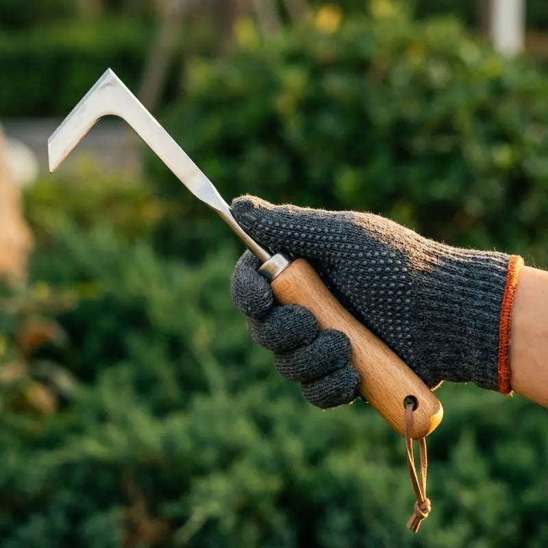 2026 Crack Weeder Tool , lawn mower tools Stainless Steel Manual Grass Puller with Beech Wood Handle for Sidewalk Driveways Patio Paver Narrow and Wall Gaps Garden
