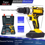 21V Lithium Impact Drill, 3-In-1 Multi-Purpose Electric Screwdriver Tool Kit