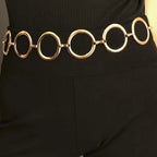 Waist Chain Circle, Gold Chain Belt Dangle Big Alloy Waist Chain Women Chic Fashion Body Jewelry Accessory Adjustable Waist Chain
